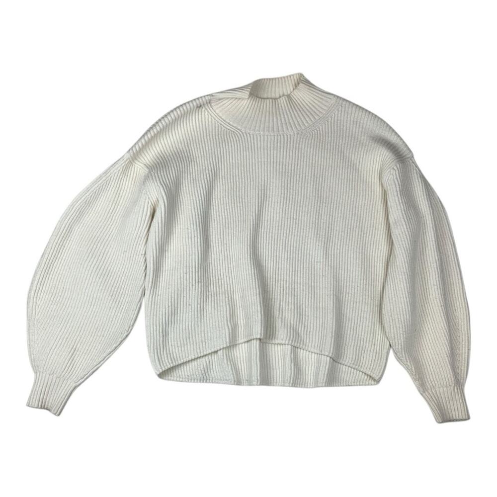 Maeve women's large white Ivory Knit Pullover balloon sleeve boho oversized